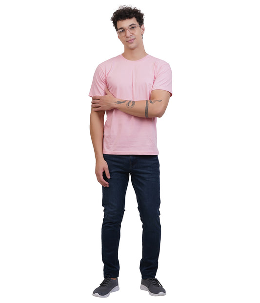Coral Round Neck T-Shirt – 100% Cotton | Men's Casual Wear