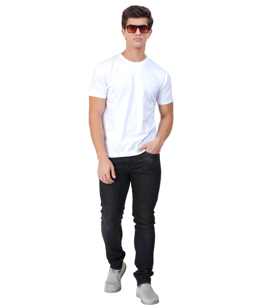 White Round Neck T-Shirt – 100% Cotton | Men's Casual Wear