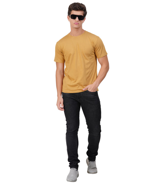 Chikoo Round Neck T-Shirt – 100% Cotton | Men's Casual Wear