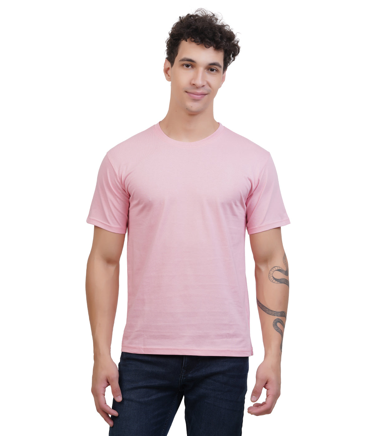 Coral Round Neck T-Shirt – 100% Cotton | Men's Casual Wear