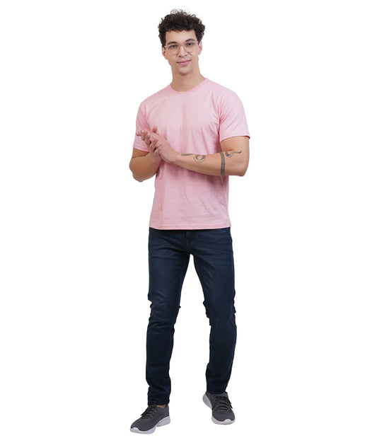 Coral Round Neck T-Shirt – 100% Cotton | Men's Casual Wear