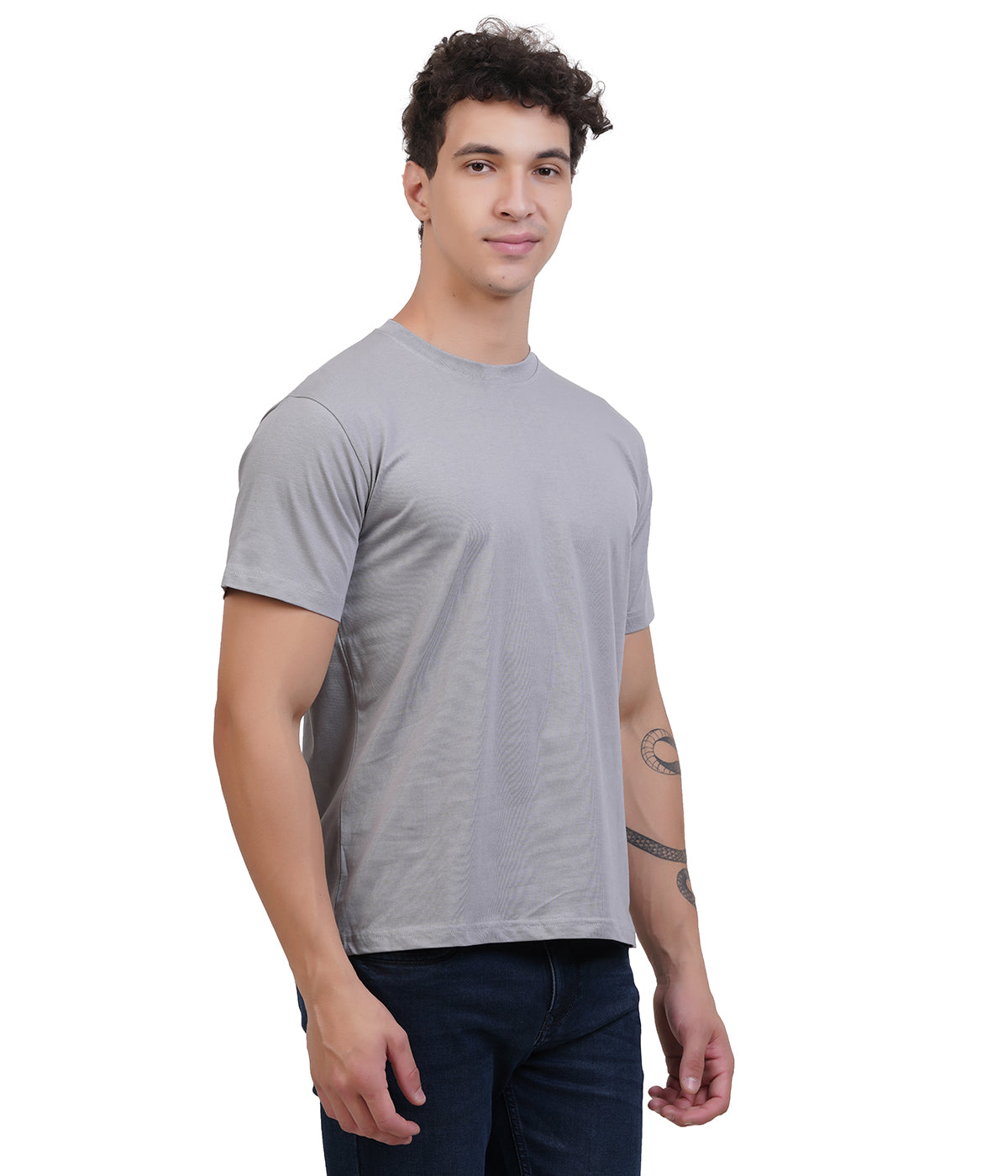 Formal Grey Round Neck T-Shirt – 100% Cotton | Men's Casual Wear