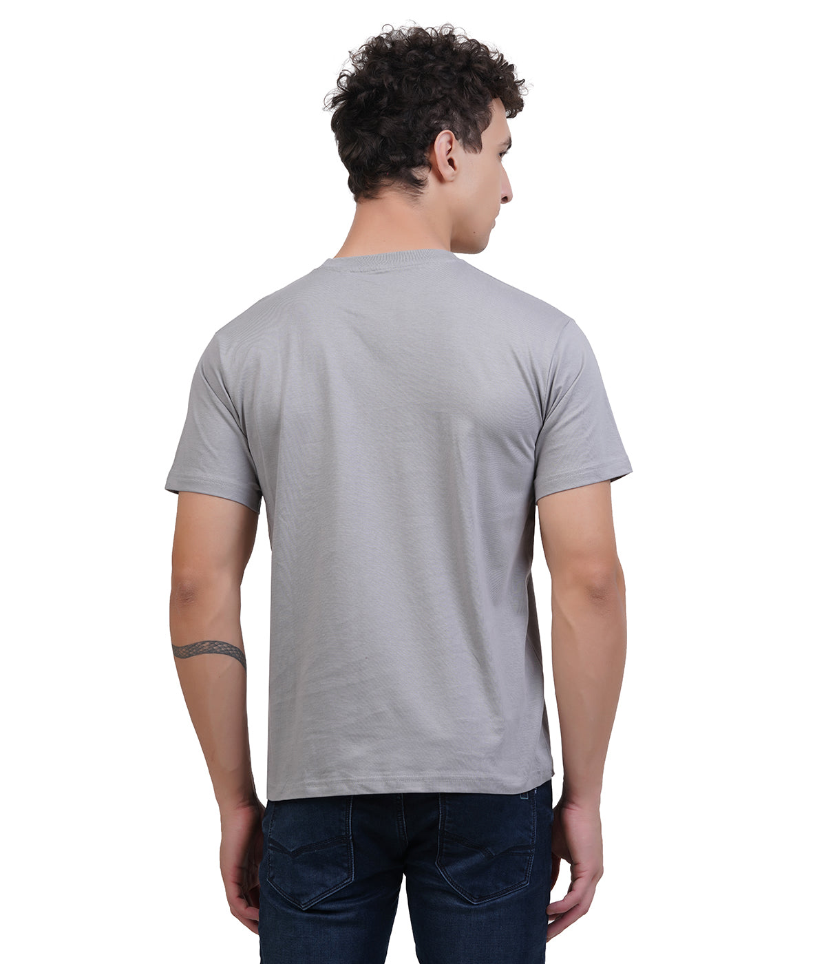 Formal Grey Round Neck T-Shirt – 100% Cotton | Men's Casual Wear