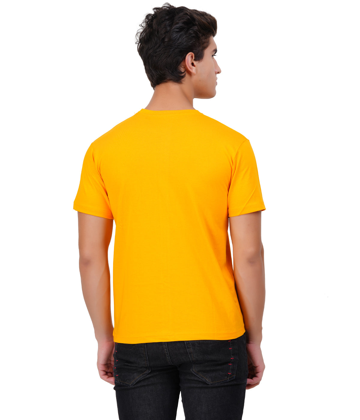 Mustard Yellow Round Neck T-Shirt – 100% Cotton | Men's Casual Wear