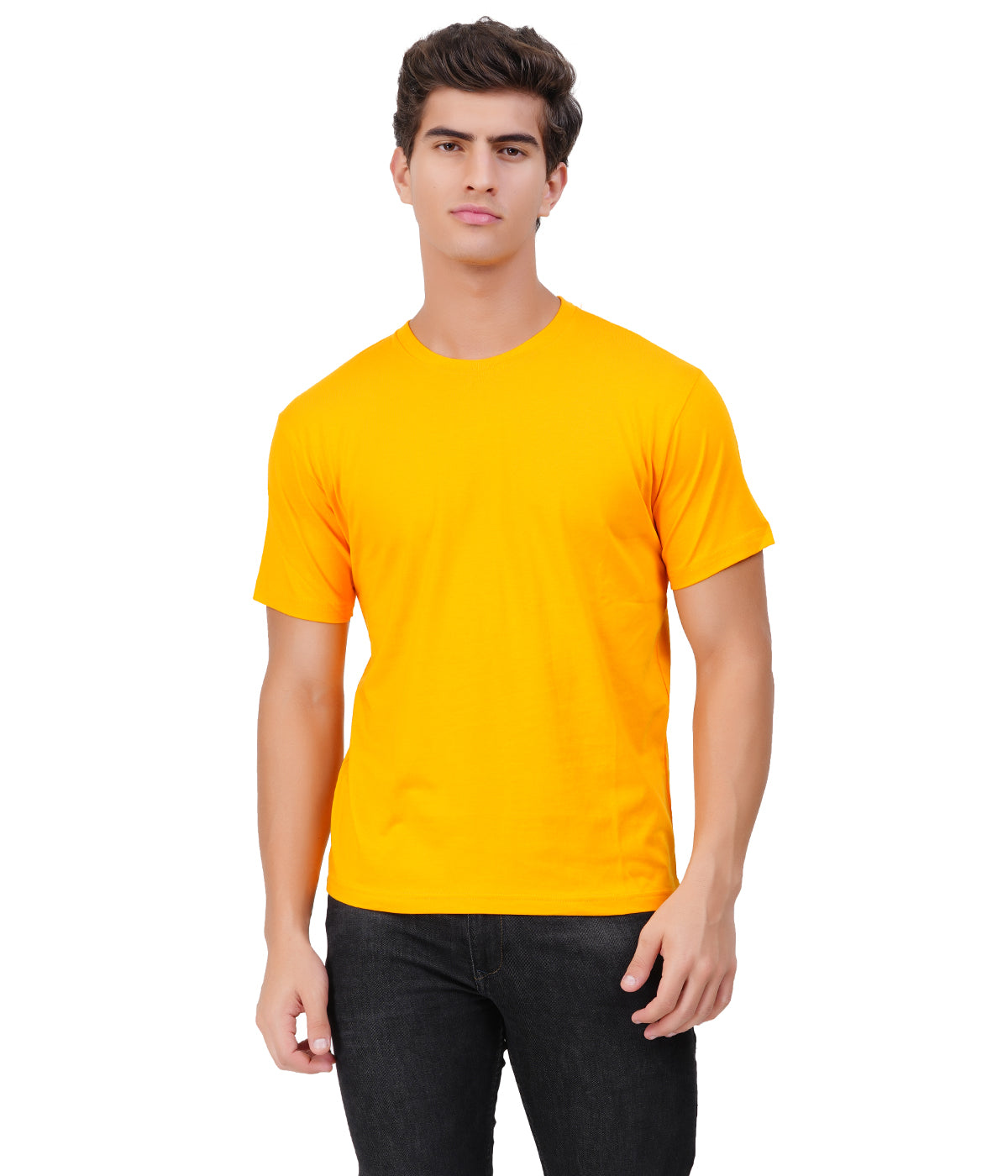Mustard Yellow Round Neck T-Shirt – 100% Cotton | Men's Casual Wear