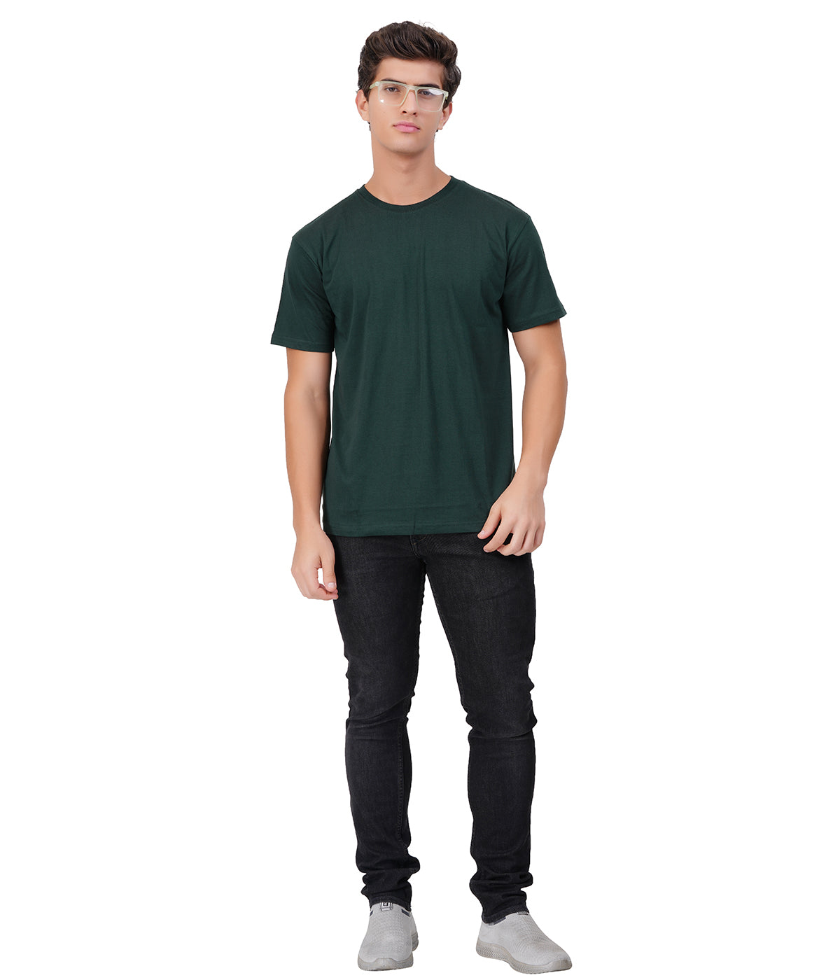 Olive Green Round Neck T-Shirt – 100% Cotton | Men's Casual Wear