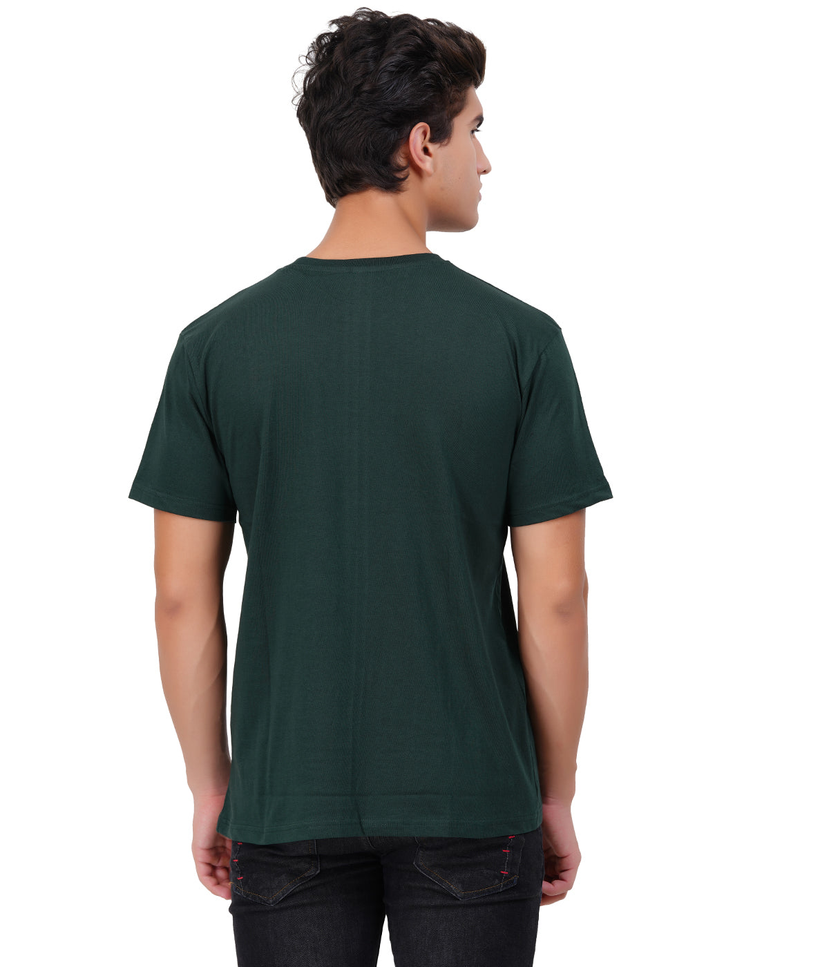 Olive Green Round Neck T-Shirt – 100% Cotton | Men's Casual Wear