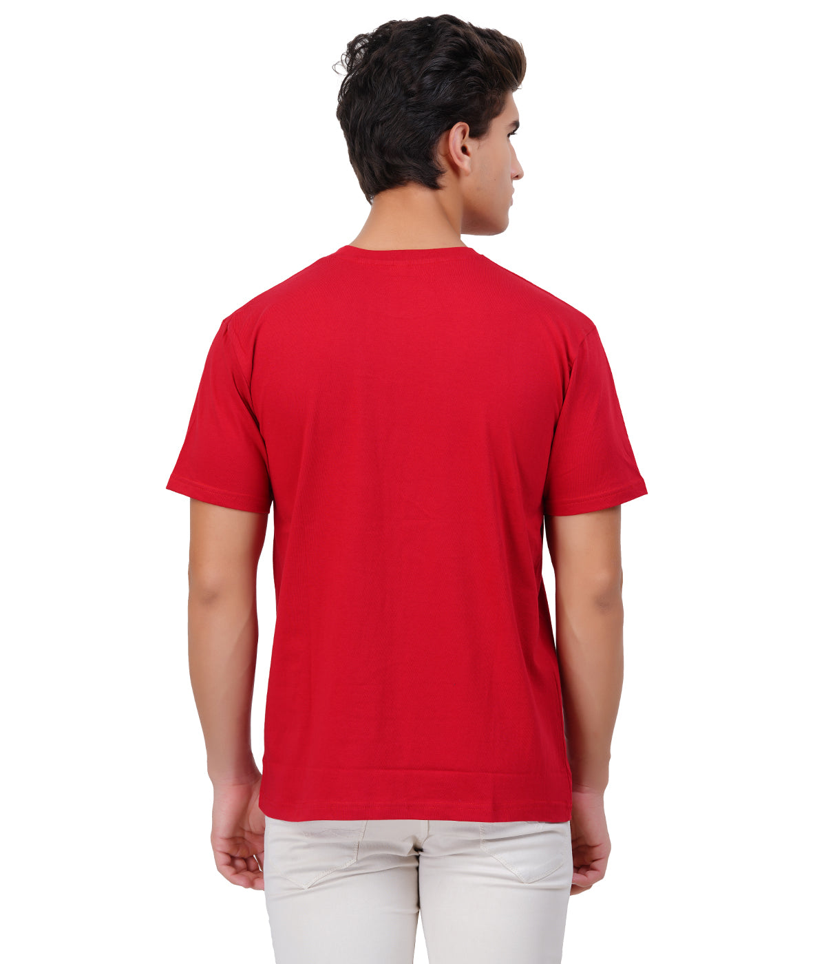 Red Round Neck T-Shirt – 100% Cotton | Men's Casual Wear