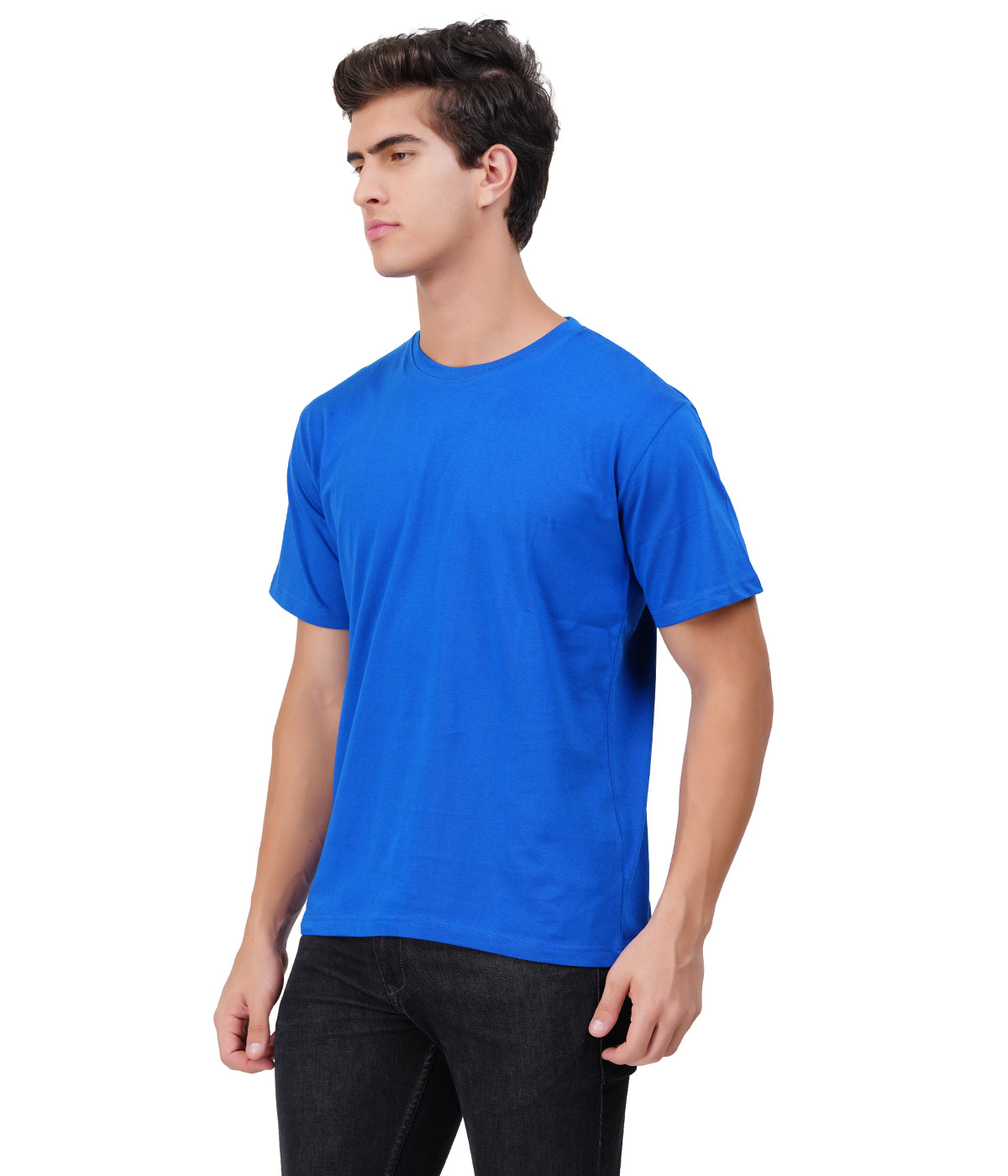 Royal Blue Round Neck T-Shirt – 100% Cotton | Men's Casual Wear