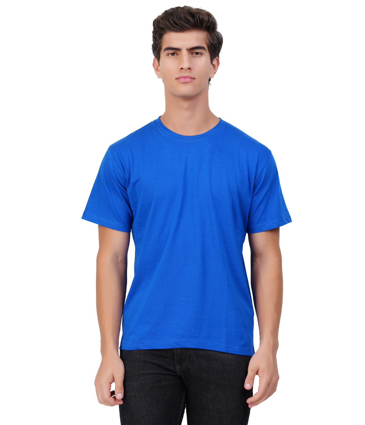 Royal Blue Round Neck T-Shirt – 100% Cotton | Men's Casual Wear