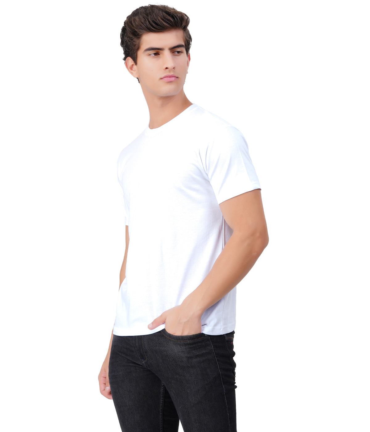 White Round Neck T-Shirt – 100% Cotton | Men's Casual Wear
