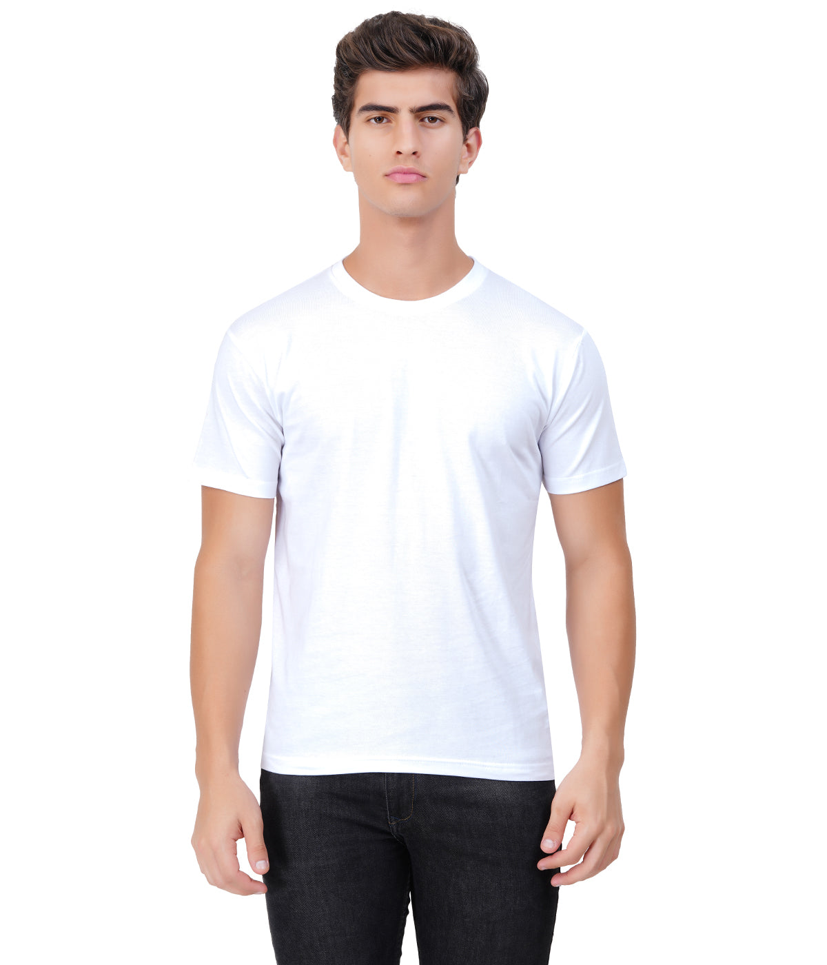 White Round Neck T-Shirt – 100% Cotton | Men's Casual Wear