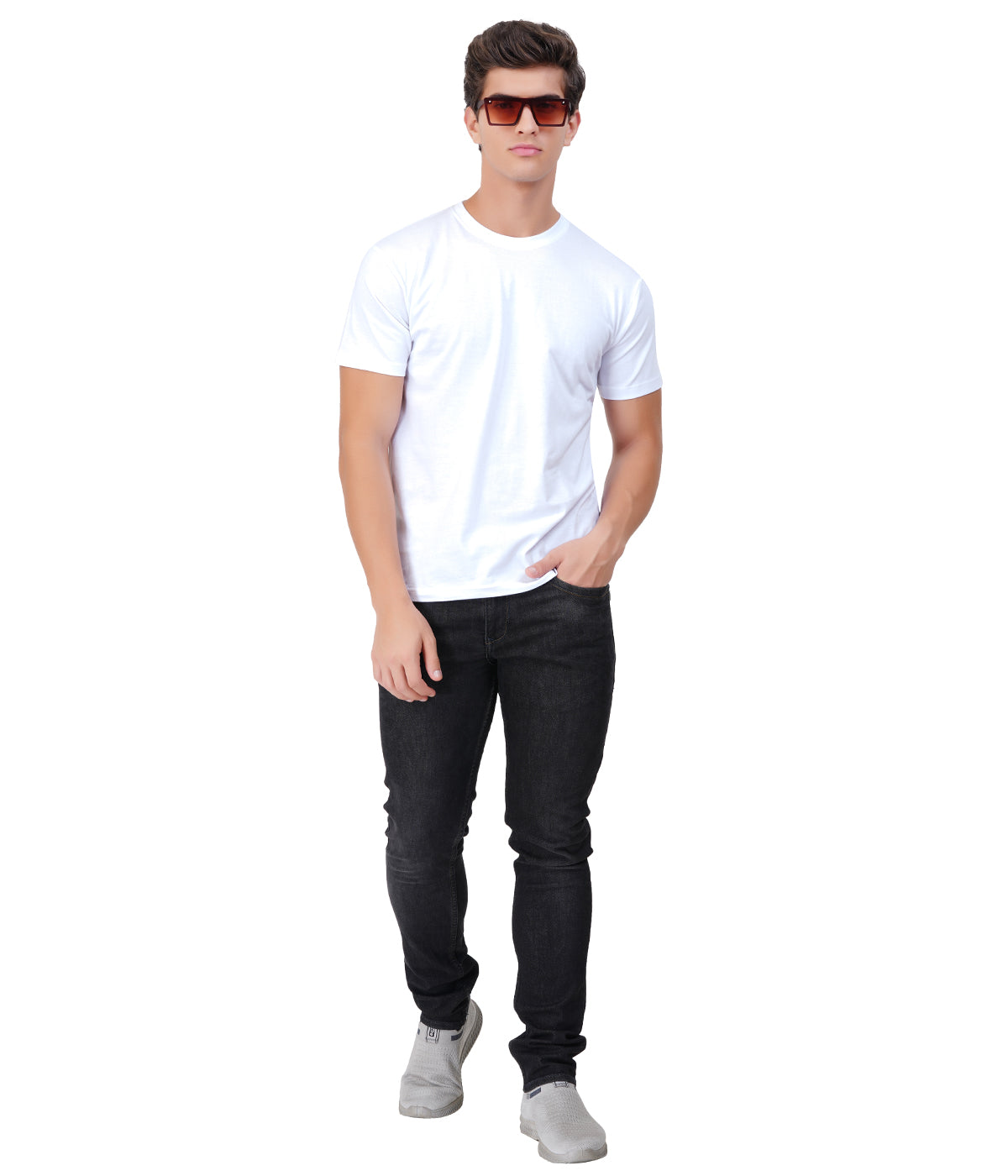 White Round Neck T-Shirt – 100% Cotton | Men's Casual Wear