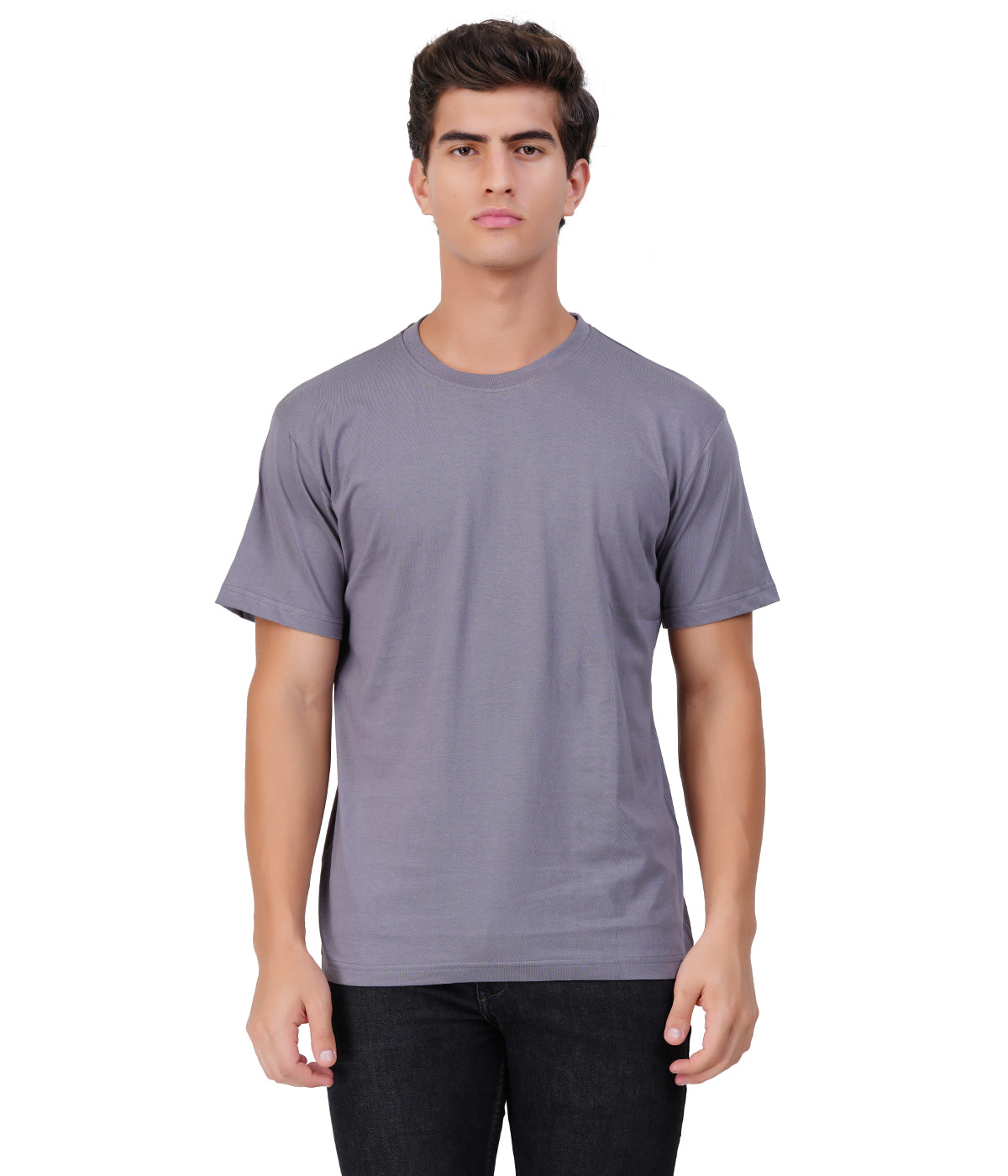 Urban Steel Grey Round Neck T-Shirt – 100% Cotton | Men's Casual Wear