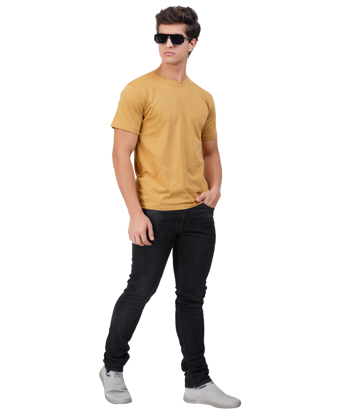 Chikoo Round Neck T-Shirt – 100% Cotton | Men's Casual Wear